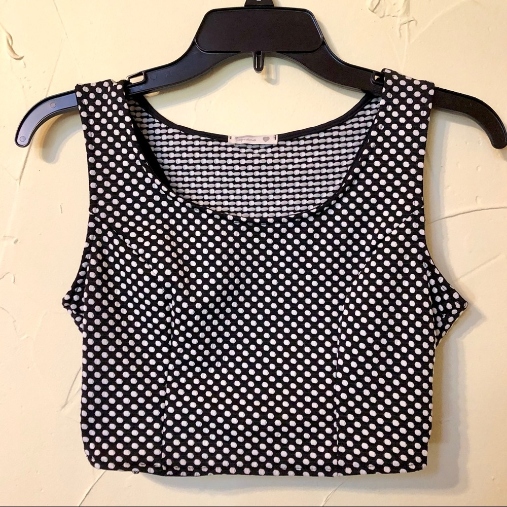 Black and White Polka-Dot Crop Top